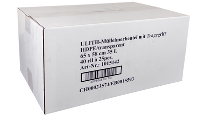 35L Müllbeutel mit Tragegriff - Transparent - Reißfest & Flüssigkeitsdicht - IG-AS