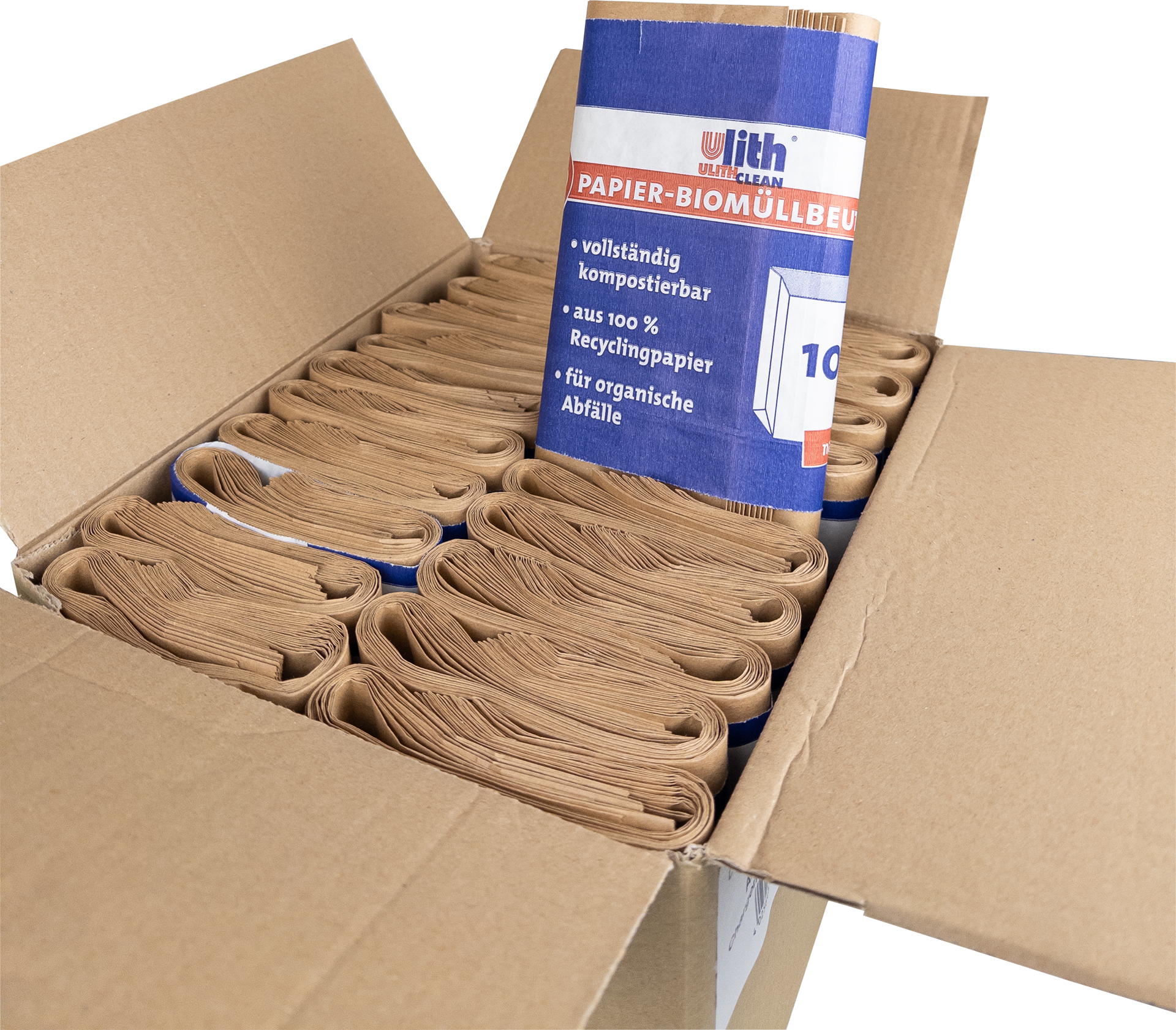 Bio Abfalltüten Papier 10L – Nassfest, Braun, aus recyceltem Material - IG-AS