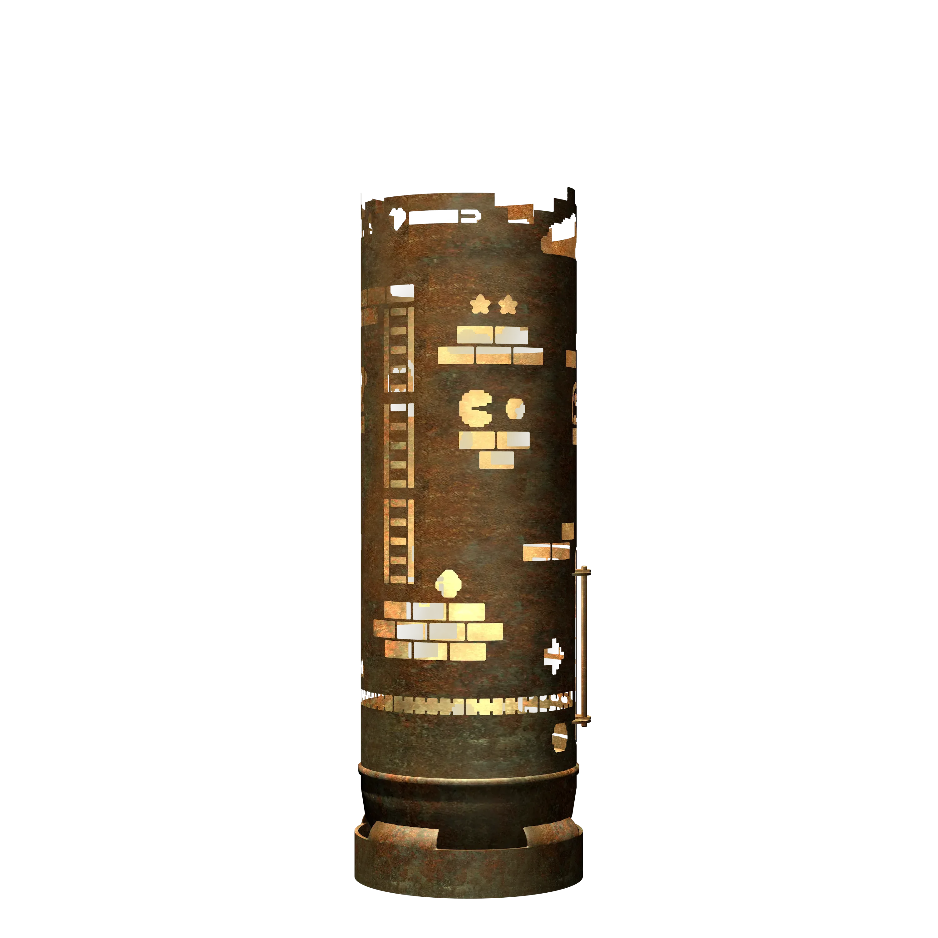 Feuertonne mit Retro Game Design