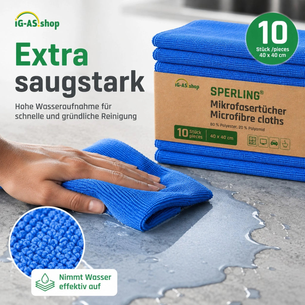 Sperling® Mikrofasertücher in Blau & Grün – 40 x 40 cm
