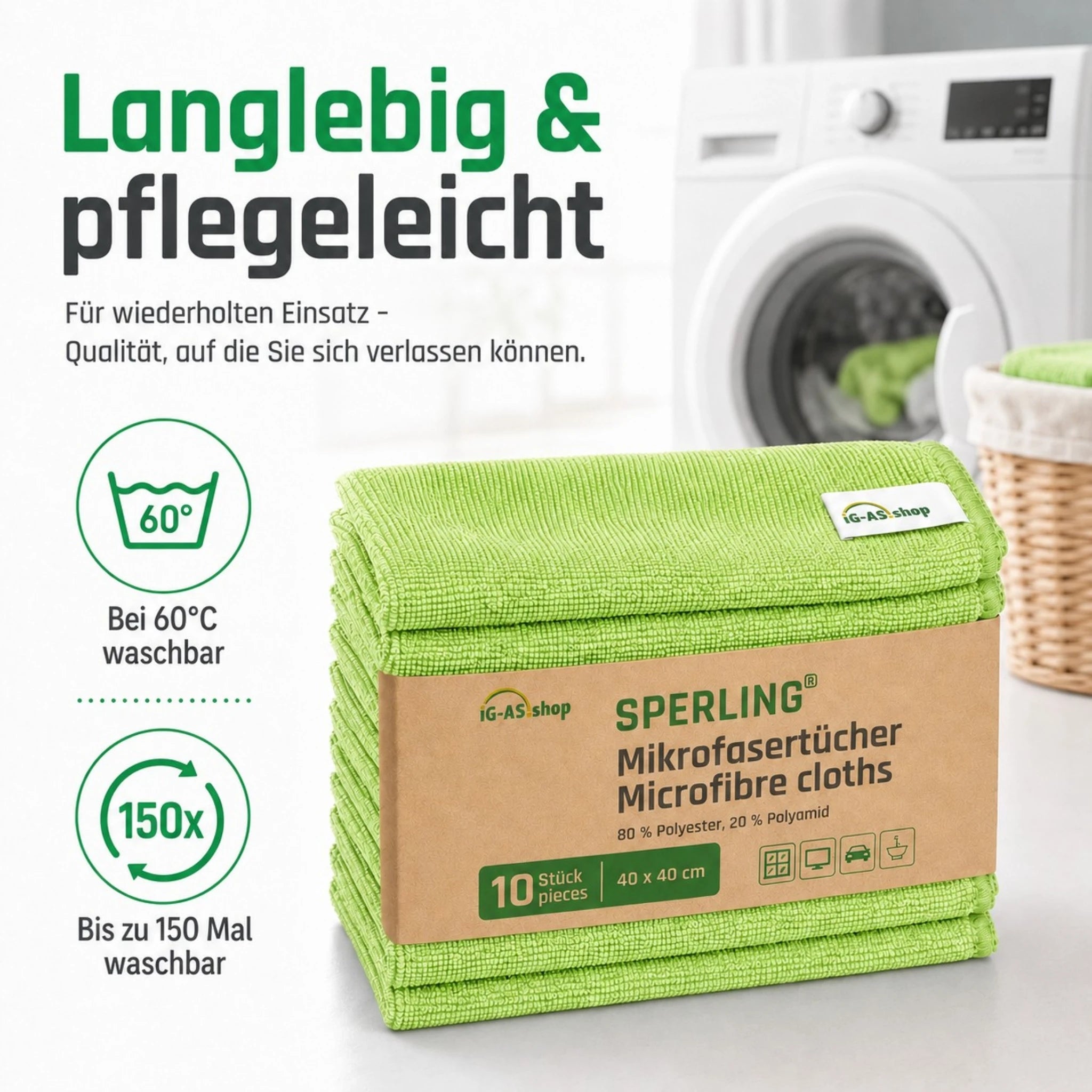 Sperling® Mikrofasertücher in Blau & Grün – 40 x 40 cm