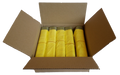 Abbildung eines offenen Pakets mit 10 Rollen gelben Säcken zur Veranschaulichung des Versandpakets.