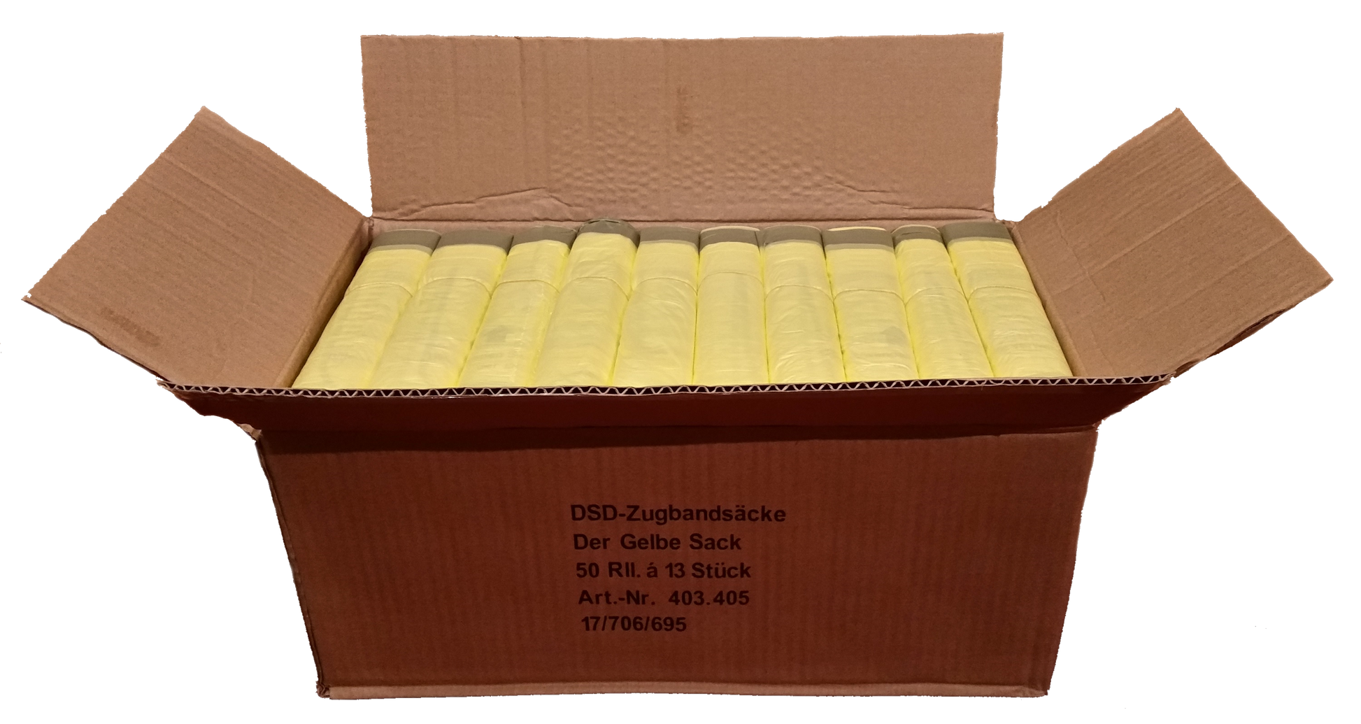 Gelbe Säcke mit Zugband